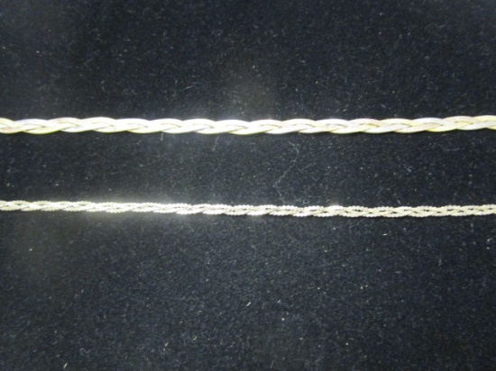 2 Sterling Silver Braided Necklaces- 1 Tri-Colored