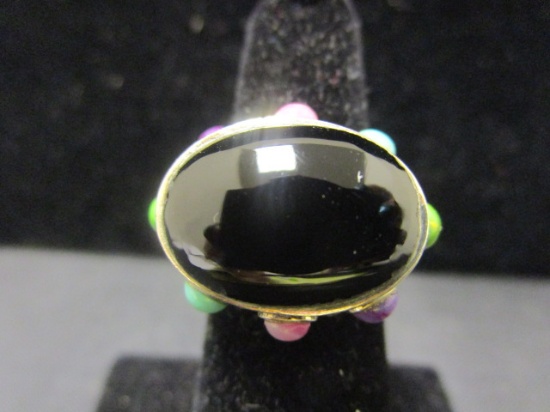 Sterling Silver Onyx Ring- Size 6