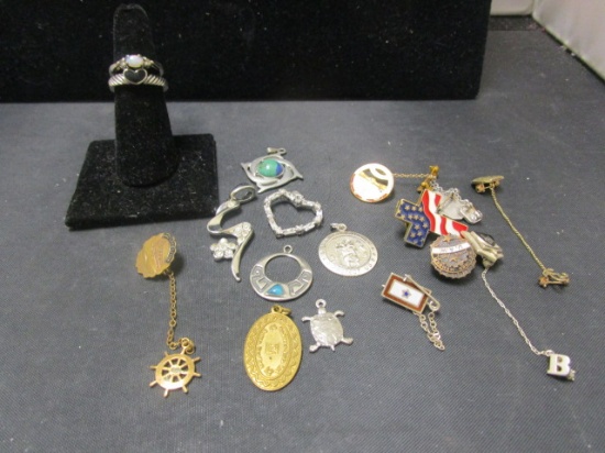 2 Sterling Silver Rings, Pendants and Lapel Pins