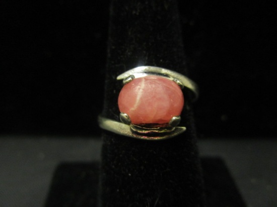 Sterling Silver Ring w/ Coral Look Stone- Size 8.5