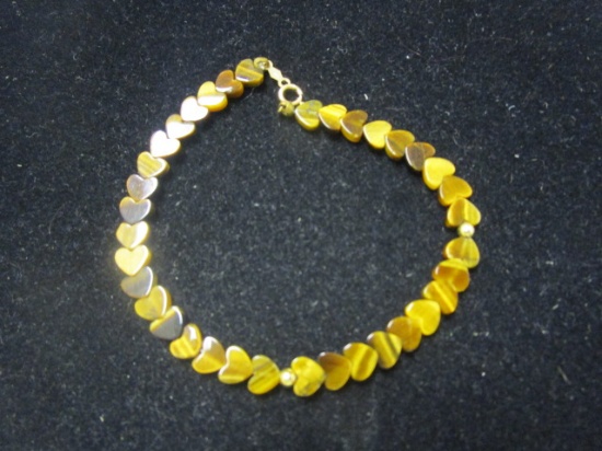 Gemstone Heart Bracelet w/ 14k Gold Clasp
