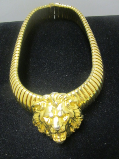 Bold Goldtone Lion Head Bracelet