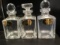Three Decanters with Liquor Hangtags