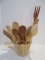 Basket with Wooden Kitchen Tools