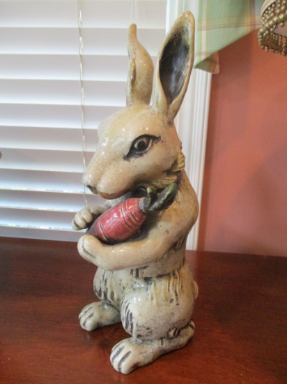 Ceramic Rabbit Statue with Intentional Crazing