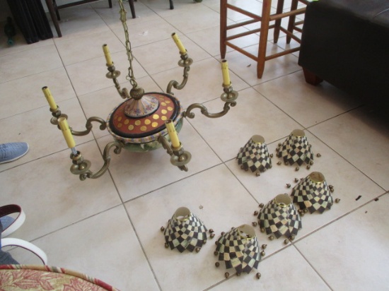 MacKenzie-Childs Grandolier Chandelier with Beaded Paper Shades