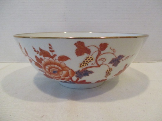Japanese TFF Porcelain Bowl with Floral and Grape Cluster Designs