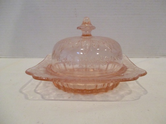 Vintage Pink Depression Glass Butter Dish