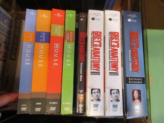 DVD Sets of  "House" Seasons 1-4 and "Grey's Anatomy" Seasons 1-3