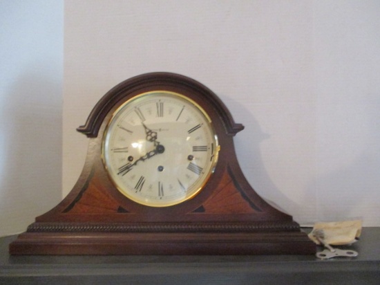 Howard Miller Wood Mantle Clock with Inlay Designs