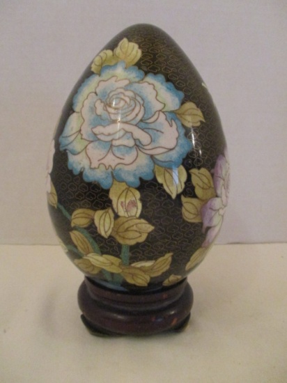 Large Cloisonne Egg with Wood Stand