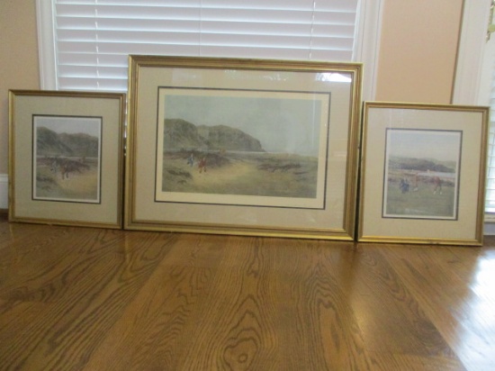Three Douglas Adams Framed and Matted Golf Prints