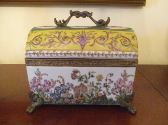 Lidded Box with Brass Detailing and Feet