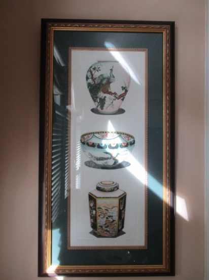 "Panel of Chinese Vases II" Signed Print by Dan Mitra