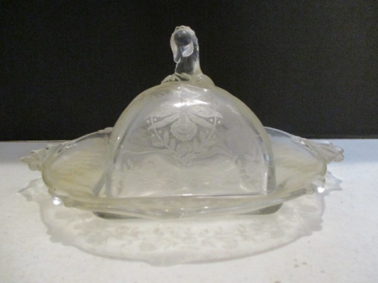 Clear Depression Glass Covered Butter Dish