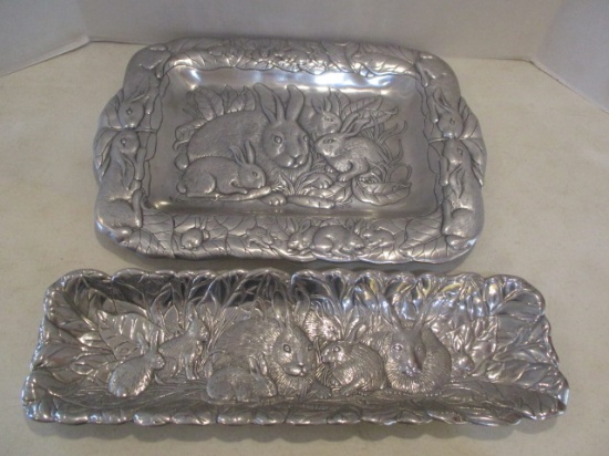 Arthur Court Pewter Trays with Bunnies