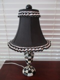 MacKenzie-Childs Courtly Check Table Lamp with Black/White Ribbon Edged Shade