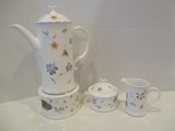 Mikasa Maxima Sorrento Coffee Pot, Warmer Base, Creamer and Sugar Bowl