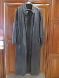 Bally Men's Full Length Black Leather Coat with Zip-Out Wool Liner