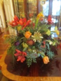 Faux Floral Arrangement in a Brass Loving Cup