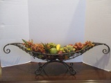 Large Metal Basket with Ornamental Fruits and Vegetables