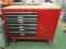 Red Metal Rolling Tool Box with 7 Drawers and 1 Door