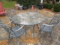 Round Metal Glass Top Table and Four Chairs