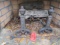 Pair of Cast Iron Andirons, Log Grate and Poker
