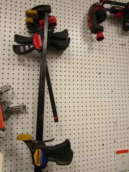 Three Quick-Grip and 1 Craftsman Bar Clamps