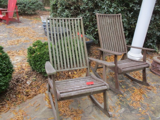 Pair of Wood Slat Rockers