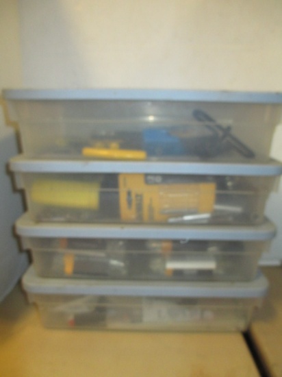 4 Storage Boxes.  Allen Wrenches, Screwdriver Bits, Rivets, and