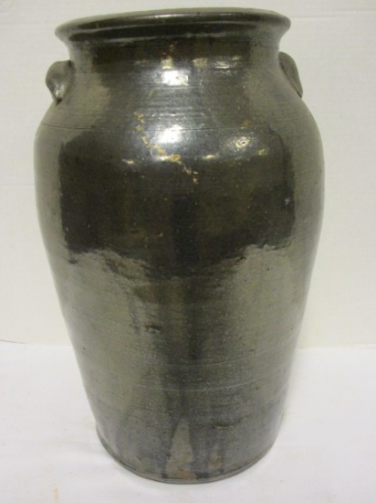 Glazed Pottery Crock with Double Applied Handles