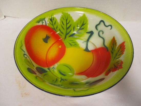 Enamel Dish Pan with Fruit Design