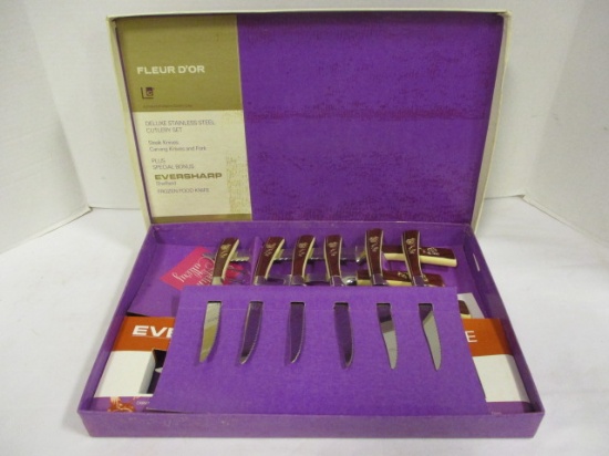 Vintage Fleur D'or Deluxe Stainless Steel Cutlery Set in Original Box
