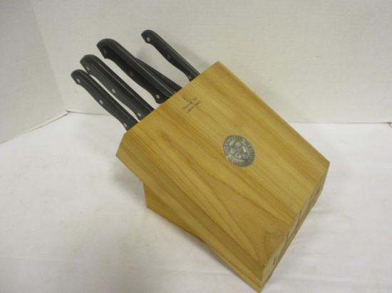 Wood Knife Block with Five Knives