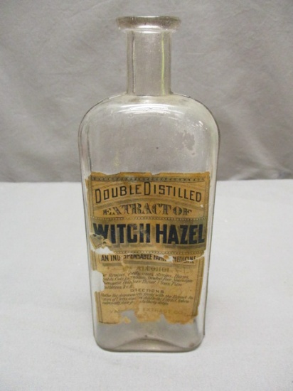 Antique Witch Hazel Bottle w/Most of Its Paper Label