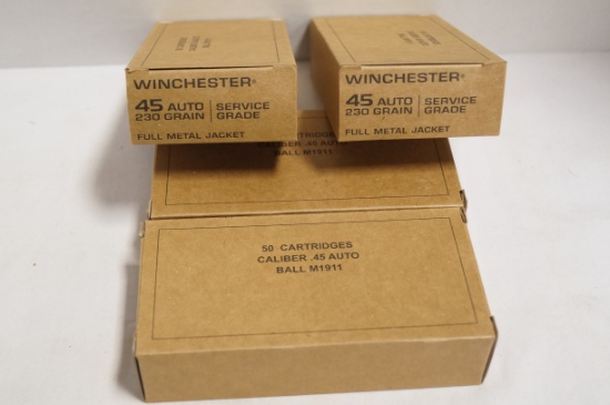 200rds. Winchester Ball M1911 .45 Auto Ammo