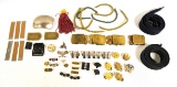 Large lot of Pins, Vietnam Era US RAU Dress Brass Belt/Buckles, Silver Belt Buckle, Dog tags, & more