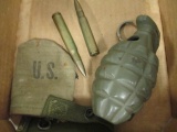US 1944 Barrel Cover, Rare Ammo, and Reenactment Grenade