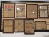 8 Framed Newsclippings of Important Historical Events