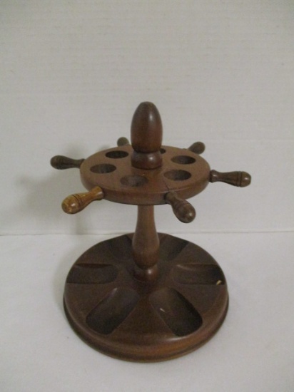 Yankee Clipper Wood Ship's Wheel Pipe Stand