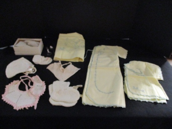 Vintage Baby Clothes, Shoes and Stainless Steel Toddler Spoons