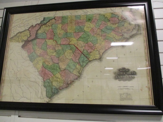 Framed NC and SC Map by HS Tanner