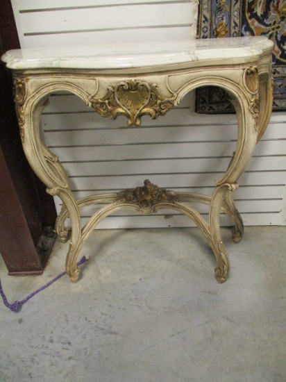 Marble Top French Provincial Console Table