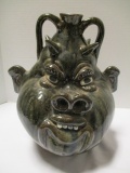 Clete Meaders Double Face Jug Pigs with Horns