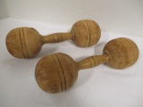Pair of Antique Wood Dumbbells