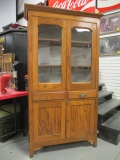 Antique Oak Hutch with Glass Doors