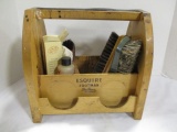 Wood Esquire Footman Shoe Shine Caddy