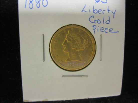 1880 $5 Liberty Head Gold Coin