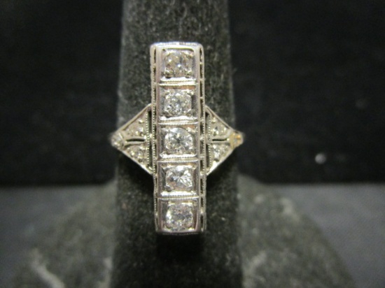 Vintage Platinum Diamond Ring- Size 8